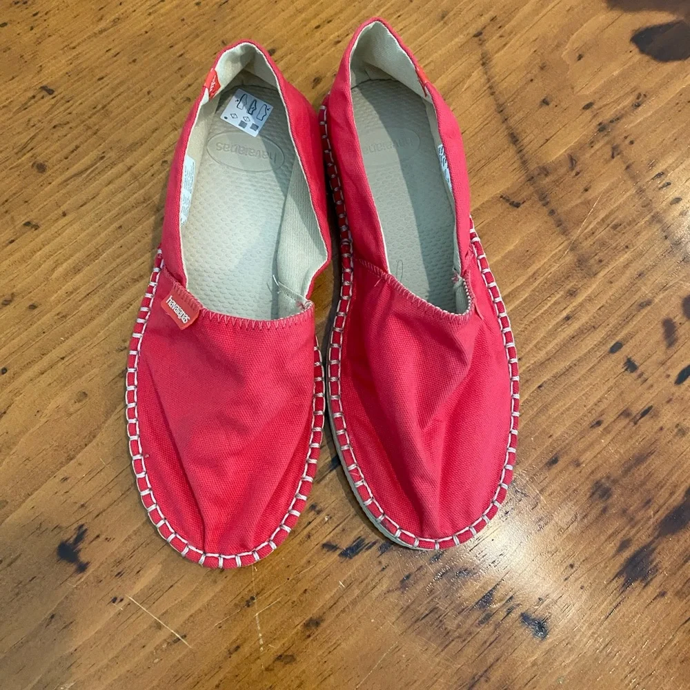 Havaianas Red Canvas Slip-On Espadrilles